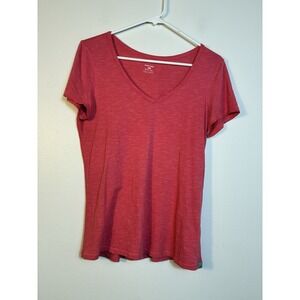 Toad & Co Horny Toad V Neck Short Sleeve Tee Women's M Pink Outdoor Cotton